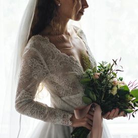 A bride with her new dress